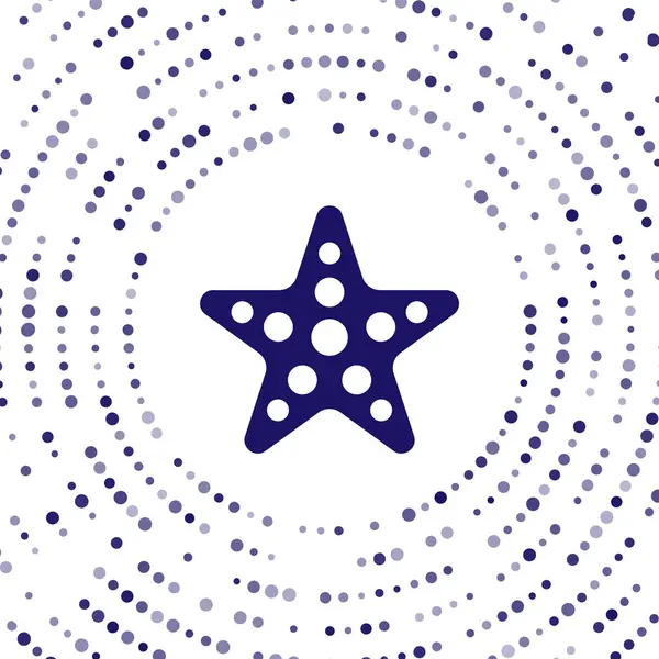 Icono de estrella de mar azul aislado sobre fondo blanco. Puntos aleatorios de círculo abstracto. Ilustración vectorial — Vector de stock