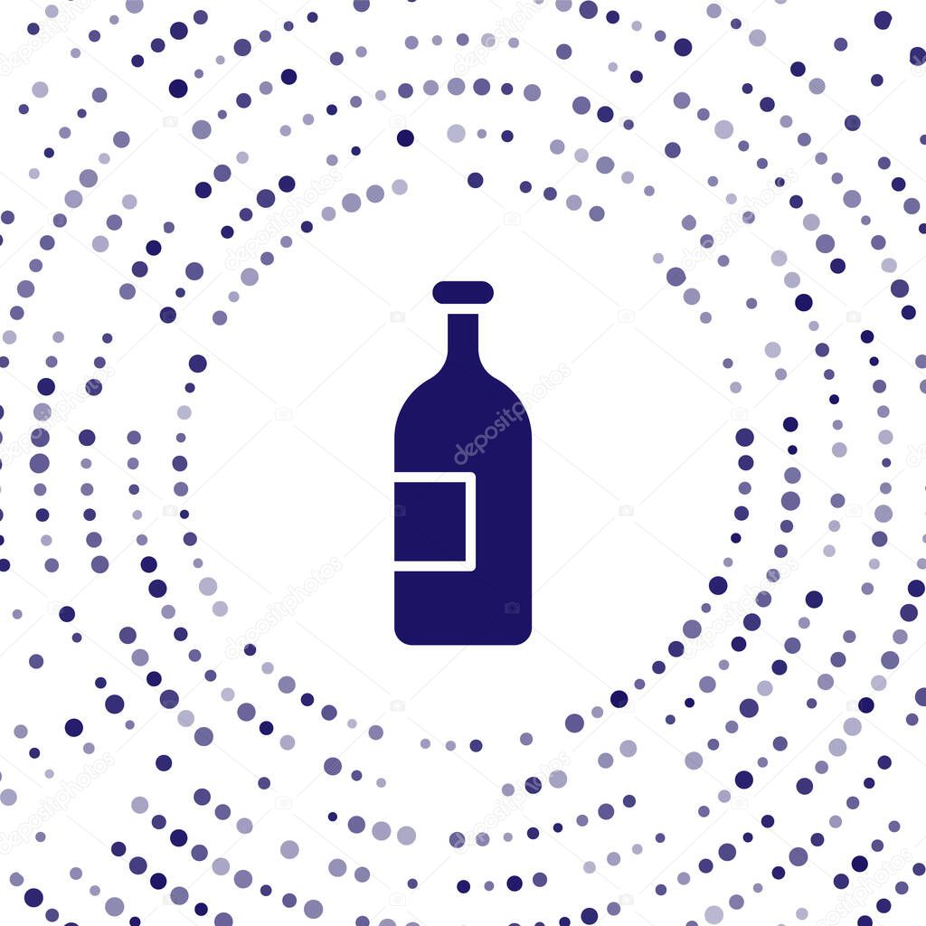 Blue Alcohol drink bottle icon isolated on white background. Abstract circle random dots. Vector Illustration
