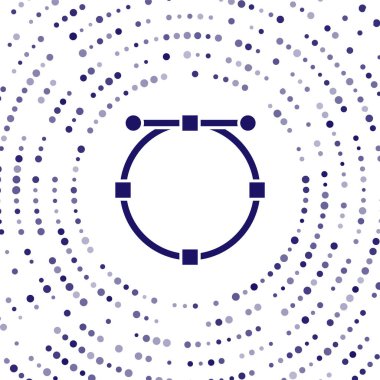 Beyaz zemin üzerinde Bezier eğrisi simgesi olan Mavi Daire afişi. Kalem aracı simgesi. Soyut çember rastgele noktalar. Vektör İllüstrasyonu