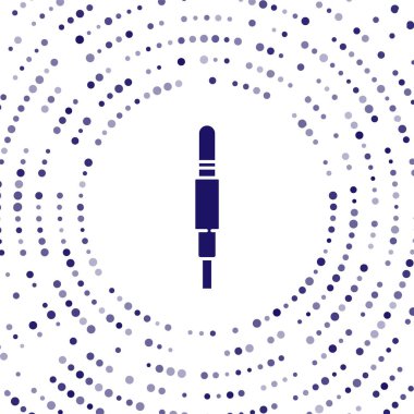 Mavi Ses Jack simgesi beyaz arkaplanda izole edildi. Bağlantı ses ekipmanları için ses kablosu. Fiş kablosu. Müzik aleti. Soyut çember rastgele noktalar. Vektör İllüstrasyonu