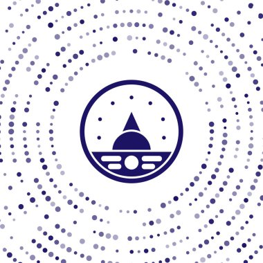 Mavi Ampere ölçer, multimetre, voltmetre ikonu beyaz arkaplanda izole edilmiş. Elektrik akımını ölçmek için araçlar. Soyut çember rastgele noktalar. Vektör İllüstrasyonu