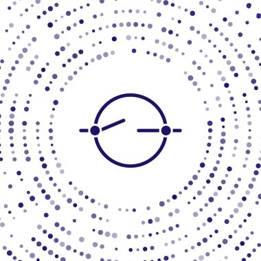 Mavi Elektrik devre şeması simgesi beyaz arkaplanda izole edildi. Devre kartı. Soyut çember rastgele noktalar. Vektör İllüstrasyonu