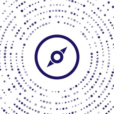 Mavi Pusula simgesi beyaz arkaplanda izole edildi. Rüzgâr yön bulma sembolü. Rüzgar gül işareti. Soyut çember rastgele noktalar. Vektör İllüstrasyonu