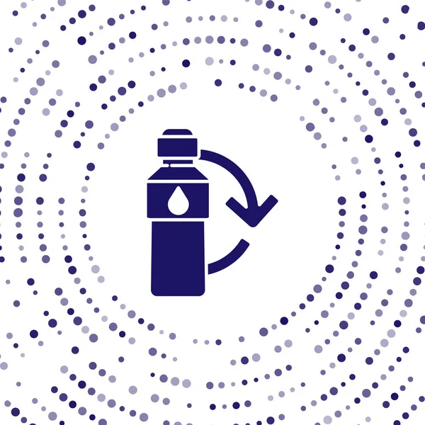 Blue Recycling ícone garrafa de plástico isolado no fundo branco. Pontos aleatórios de círculo abstrato. Ilustração vetorial — Vetor de Stock