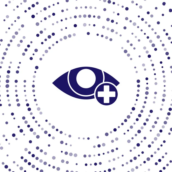 Blauw Rood oog effect pictogram geïsoleerd op witte achtergrond. Oogrood teken. Ontstekingsziekte van de ogen. Abstracte cirkel willekeurige stippen. Vector Illustratie — Stockvector