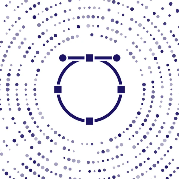 Banner Blue Circle com ícone de curva de Bezier isolado no fundo branco. Ícone de caneta ferramenta. Pontos aleatórios de círculo abstrato. Ilustração vetorial — Vetor de Stock