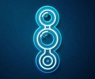 Parlayan neon hattı Anal boncuk ikonu mavi arkaplanda izole edildi. Anal taşak işareti. Fetiş aksesuarı. Erkekler ve kadınlar için seks oyuncağı. Vektör İllüstrasyonu