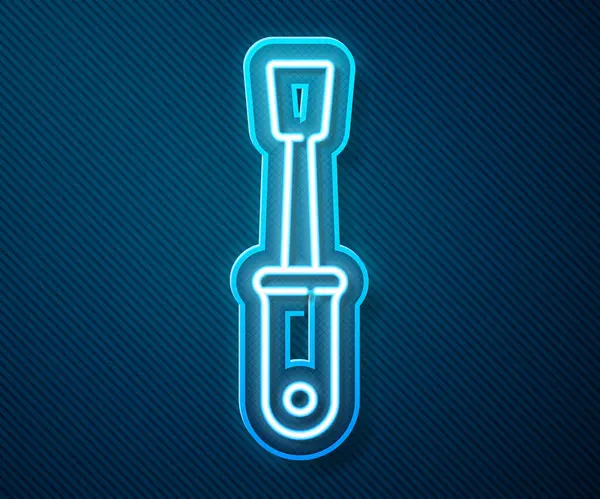 Zářící Neonová Čára Ikona Šroubováku Izolovaná Modrém Pozadí Symbol Servisního — Stockový vektor
