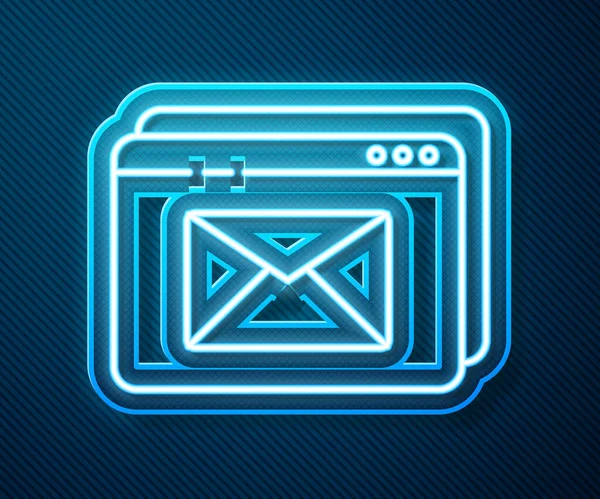 Linha Néon Brilhante Site Envelope Nova Mensagem Ícone Mail Isolado —  Vetores de Stock