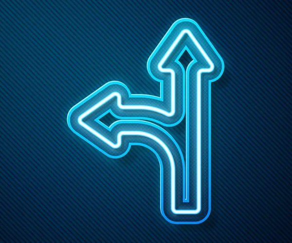Illuminazione Neon Segnaletica Stradale Icona Segnaletica Isolata Sfondo Blu Simbolo — Vettoriale Stock