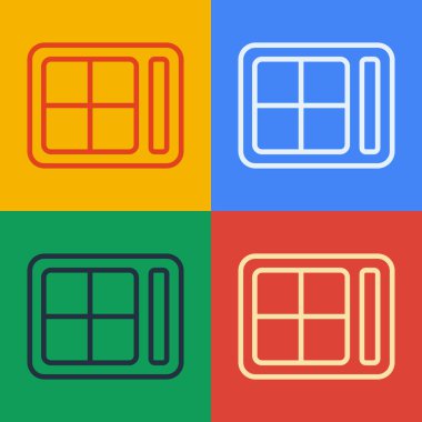 Pop sanat çizgisi, renk arkaplan üzerinde fırça simgesi olan gölge paleti. Vektör İllüstrasyonu