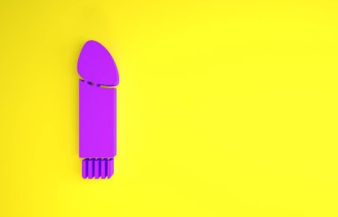 Purple Dildo vibrator for sex games icon isolated on yellow background. Sex toy for adult. Vaginal exercise machines for intimate. Minimalism concept. 3d illustration 3D render