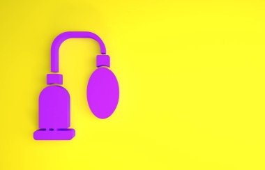 Purple Penis pump icon isolated on yellow background. Penis enlarger. Sex toy for men. Vacuum pump with a blower to increase the penis. Minimalism concept. 3d illustration 3D render