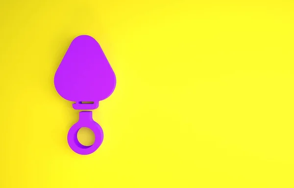 Plug anal púrpura icono aislado sobre fondo amarillo. Signo de tapón trasero. Accesorio fetichista. Juguete sexual para hombres y mujeres. Concepto minimalista. 3D ilustración 3D render — Foto de Stock