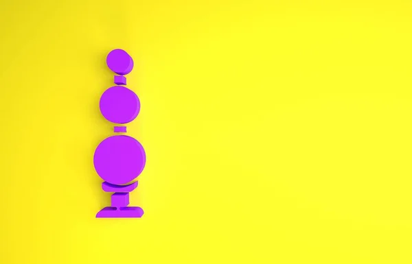 紫色Anal珠图标孤立在黄色背景。肛门球的标志。小饰物男人和女人的性玩具。最低纲领的概念。3D渲染3D插图 — 图库照片