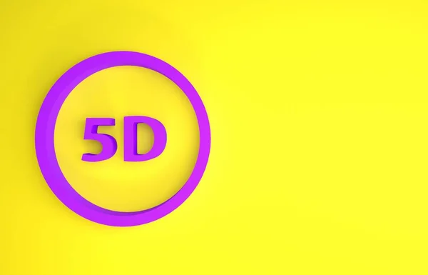 Fioletowa Ikona Rzeczywistości Wirtualnej Żółtym Tle Duże Trójwymiarowe Logo Koncepcja — Zdjęcie stockowe