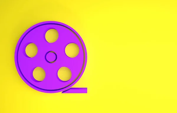 Película Púrpura Icono Del Carrete Aislado Sobre Fondo Amarillo Concepto —  Fotos de Stock