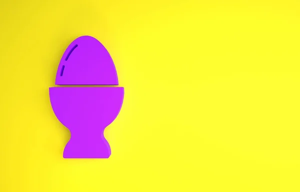 Huevo Pascua Púrpura Icono Pie Aislado Sobre Fondo Amarillo Feliz —  Fotos de Stock