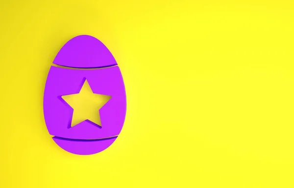 Purple Easter Egg Icon Isolated Yellow Background Happy Easter Minimalism — Stock Photo, Image