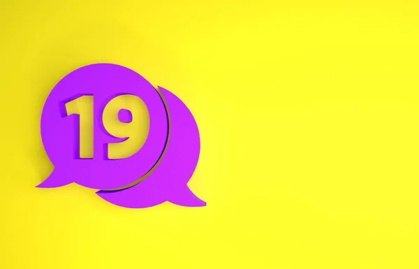 Purple Speech Bubble Happy Easter Icon Isolated Yellow Background Minimalism — Stock Photo, Image