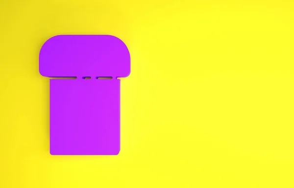 紫色复活节蛋糕图标孤立在黄色背景 复活节快乐最低纲领的概念 3D渲染3D插图 — 图库照片