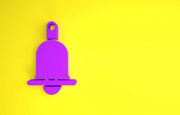 Пурпуровий Дзвін Ізольований Жовтому Тлі Символ Нагадування Дзвінок Служби Знак — стокове фото