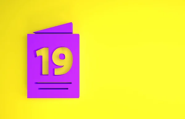 Purple Greeting Card Happy Easter Icon Isolated Yellow Background Celebration — Stock Photo, Image