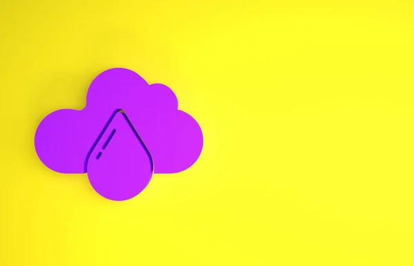 Фиолетовый Иконой Дождя Желтом Фоне Осадки Дождевых Облаков Капельками Дождя — стоковое фото