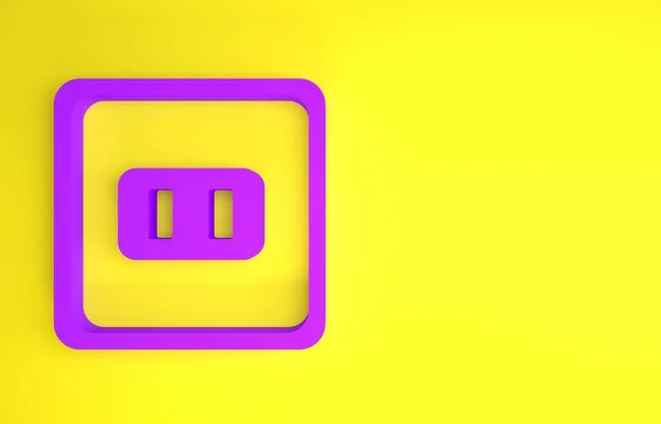 Icono Toma Corriente Eléctrica Púrpura Aislado Sobre Fondo Amarillo Toma — Foto de Stock