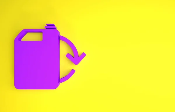 Icono Del Bote Combustible Purple Eco Aislado Sobre Fondo Amarillo — Foto de Stock