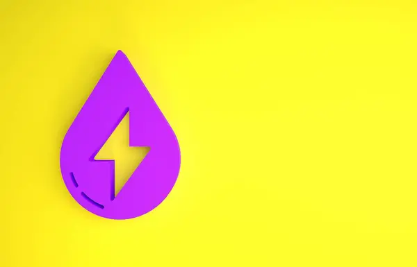 Фиолетовый Значок Энергии Воды Изолирован Желтом Фоне Экологическая Концепция Каплей — стоковое фото