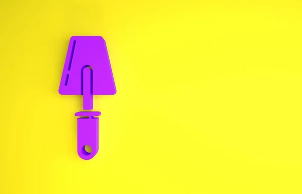 紫色的Trowel图标孤立在黄色的背景上 最低纲领的概念 3D渲染3D插图 — 图库照片