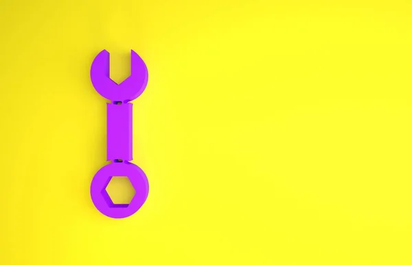 Purple Wrench Spanner Icon Isolated Yellow Background Minimalism Concept Illustration — Stock Photo, Image