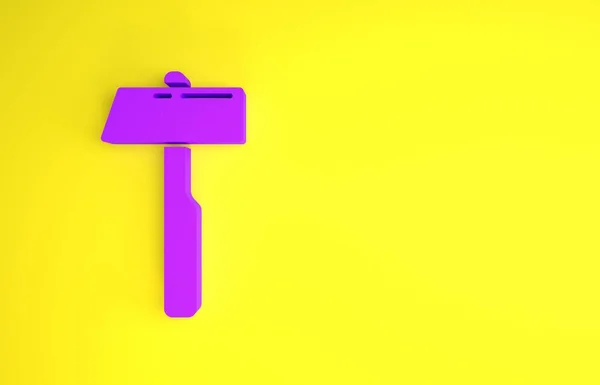 Ícone Martelo Roxo Isolado Fundo Amarelo Ferramenta Para Reparo Conceito — Fotografia de Stock