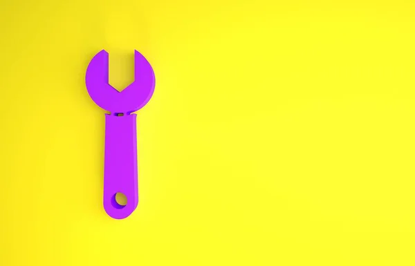 Purple Wrench Spanner Icon Isolated Yellow Background Minimalism Concept Illustration — Stock Photo, Image