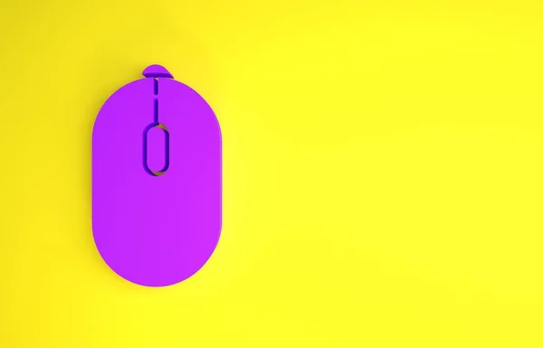 Púrpura Icono Juego Del Ratón Ordenador Aislado Sobre Fondo Amarillo — Foto de Stock