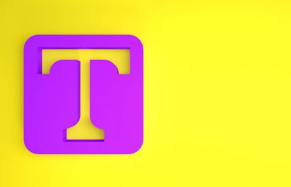 Purple Text Icon Isolated Yellow Background Minimalism Concept Illustration Render — Stock Photo, Image