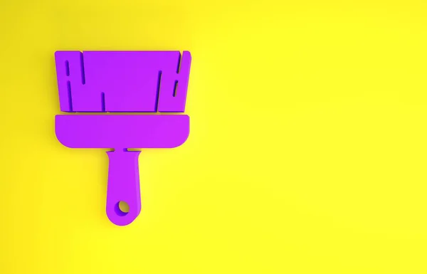 Μοβ Χρώμα Πινέλο Εικονίδιο Απομονώνονται Κίτρινο Φόντο Μινιμαλιστική Έννοια Απεικόνιση — Φωτογραφία Αρχείου