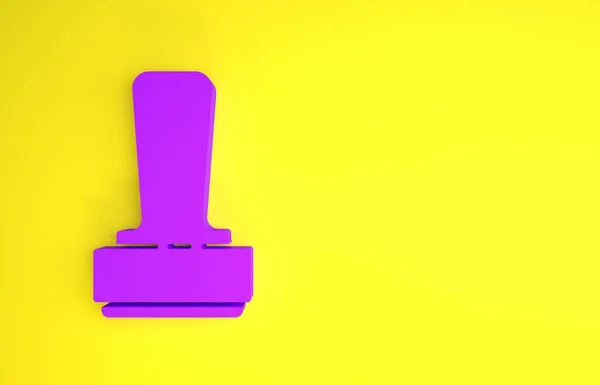 Фіолетова Піктограма Штампу Ізольована Жовтому Тлі Концепція Мінімалізму Ілюстрація Рендеринга — стокове фото