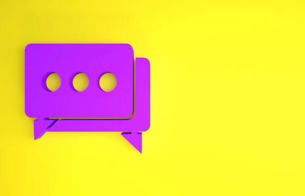 Roxo Speech Bolha Chat Ícone Isolado Fundo Amarelo Ícone Mensagem — Fotografia de Stock