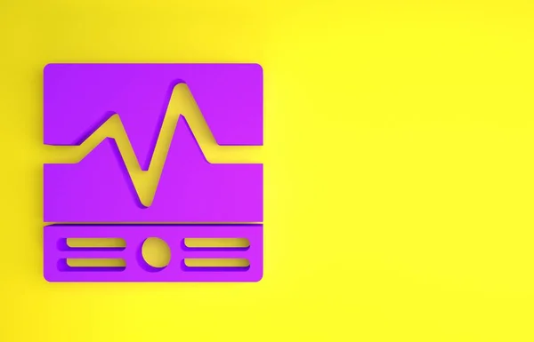 Purple Electrical measuring instruments icon isolated on yellow background. Analog devices. Electrical appliances. Minimalism concept. 3d illustration 3D render