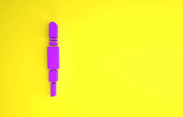 Иконка Фиолетового Разъема Выделена Желтом Фоне Аудиокабель Подключения Звукового Оборудования — стоковое фото