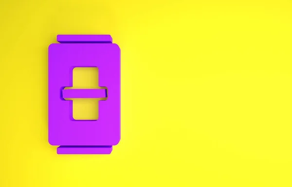 Lila Symbol Für Elektrische Lichtschalter Isoliert Auf Gelbem Hintergrund Ein — Stockfoto