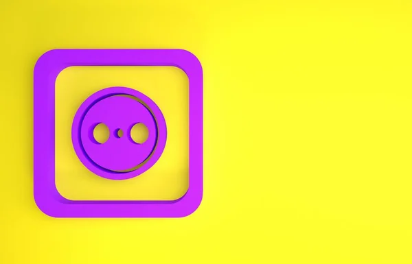 Фіолетовий Електричний Розетка Значок Ізольовані Жовтому Тлі Розетка Живлення Символ — стокове фото