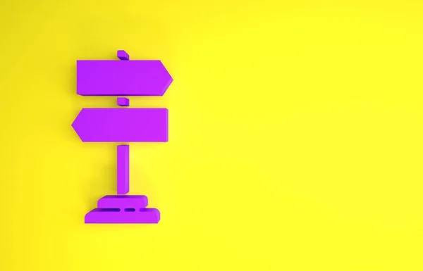 Фіолетовий Дорожній Знак Сигпост Ізольований Жовтому Тлі Покровський Символ Ізольований — стокове фото