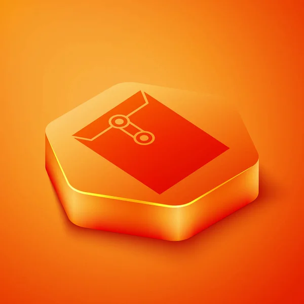 Isometric Envelope Icon Isolated Orange Background Email Message Letter Symbol — Stock Vector