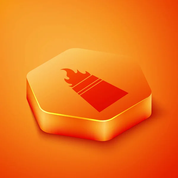 Isométrico Plataforma Aceite Con Icono Fuego Aislado Sobre Fondo Naranja — Vector de stock