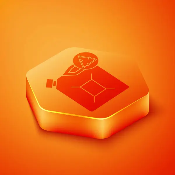 Isometric Eco Fuel Canister Icon Isolated Orange Background Eco Bio — Stock Vector