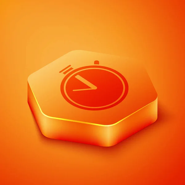 Isometrische Stopwatch Icoon Geïsoleerd Oranje Achtergrond Tijdklok Teken Chronometerteken Oranje — Stockvector
