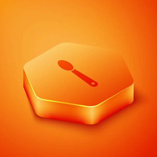 Héroïne Isométrique Dans Une Icône Cuillère Isolée Sur Fond Orange — Image vectorielle